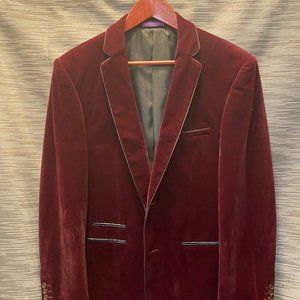 Vinci Maroon Velvet Smoking Jacket / SportCoat